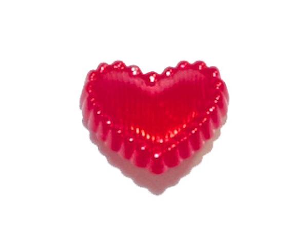 Kids button as a heart made of plastic in red 14 mm 0,55 inch